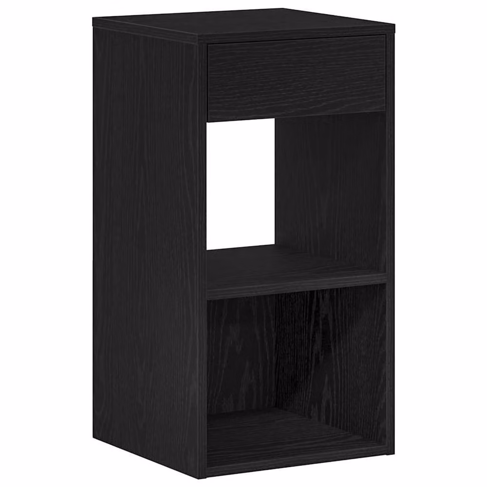 Berkfield Home Durable Bedside Cabinet with Drawer, Black Oak, W: 35 cm, D: 34 cm, H: 66.5 cm – 3