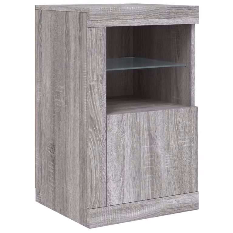Berkfield Home Modern Grey Side Cabinet with Integrated LED Lighting and Glass Doors