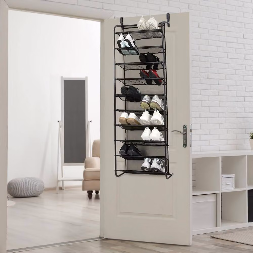 Dprodo 10 Tier Wall Mounted Metal Shoe Rack in Matt Black – 3