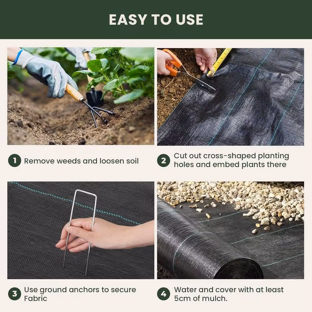 Dprodo Dark Grey Garden Weed Barrier Landscape Fabric, 10 kg – 7