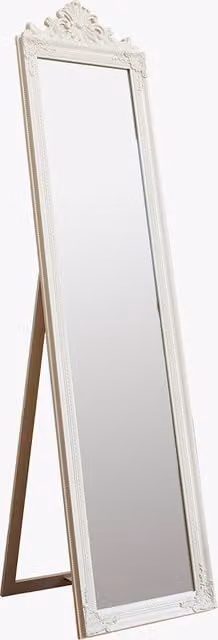 Perch & Parrow Crest Cheval Rectangular Freestanding Mirror in White