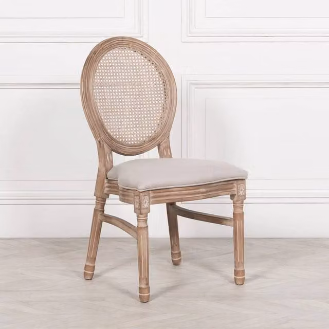 FLAVORA Stackable French Style Bergere Wooden Dining Chair in Brown – 1