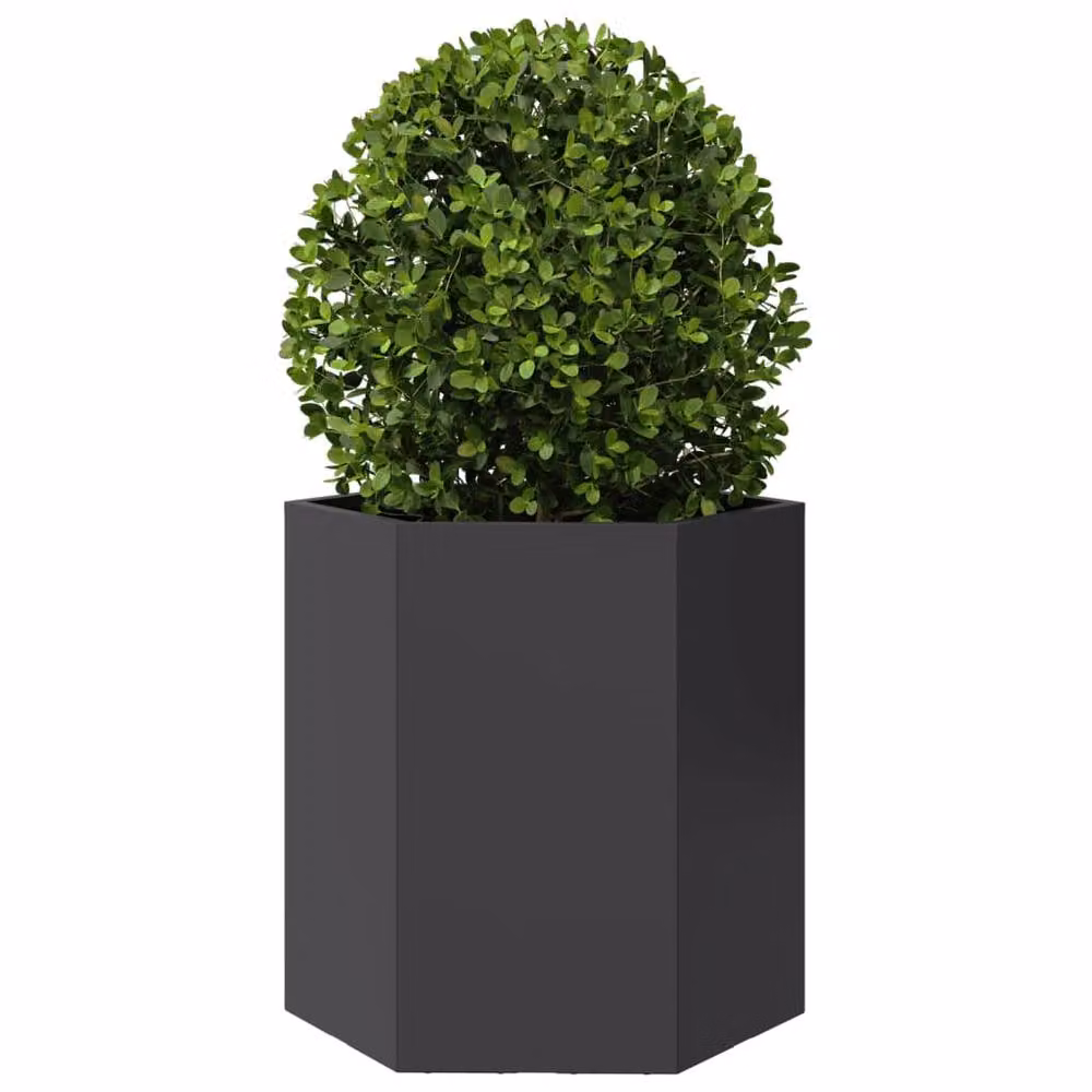 Berkfield Home Durable Steel Hexagon Garden Planter, 2 Pack, Black, W: 46 cm, D: 40 cm, H: 45 cm – 4