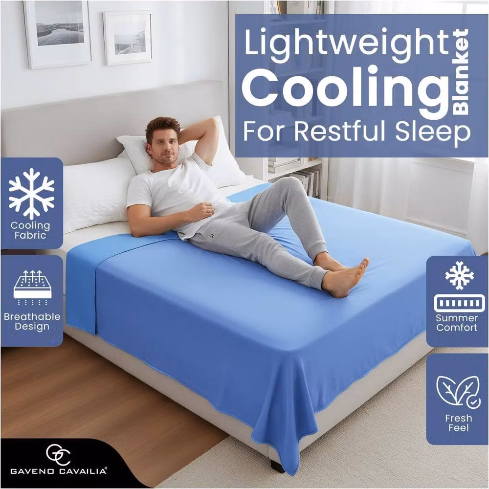 GAVENO CAVAILIA Single Bed Cooling Blanket in Blue, W/D/H: 130 x 170 cm – 2