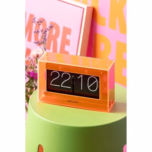 PRESENT TIME Karlsson Digital Tabletop Flip Clock in Orange, W/D/H: 20.7 x 11.7 x 11.7 cm – 2