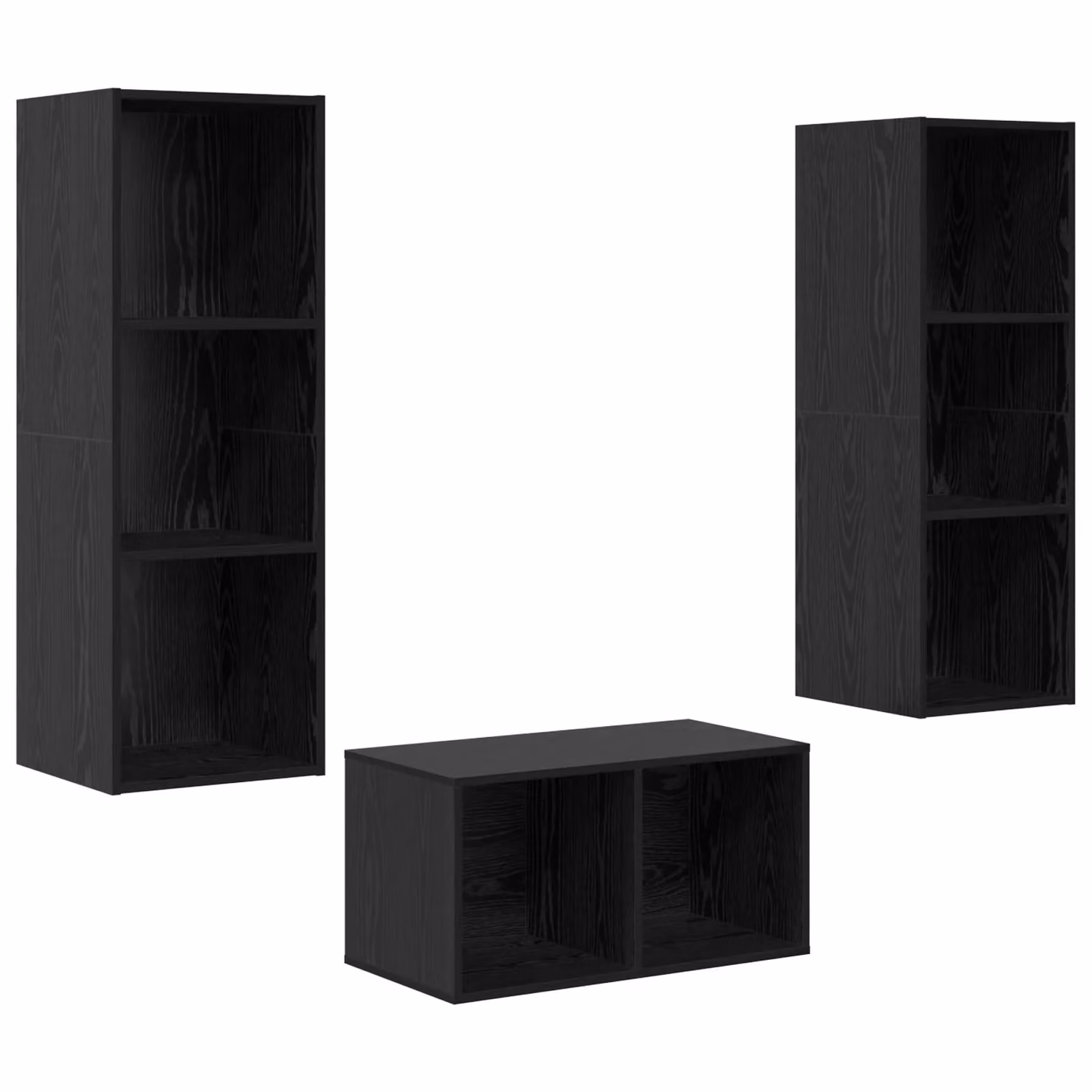 Berkfield Home Modern TV Cabinet Set in Black Oak, W/D/H: 37 x 37 x 107 cm – 2