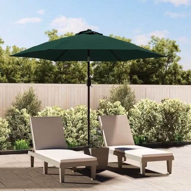 Berkfield Home Green LED Cantilever Garden Umbrella with Polyester Canopy, 3 m – 1