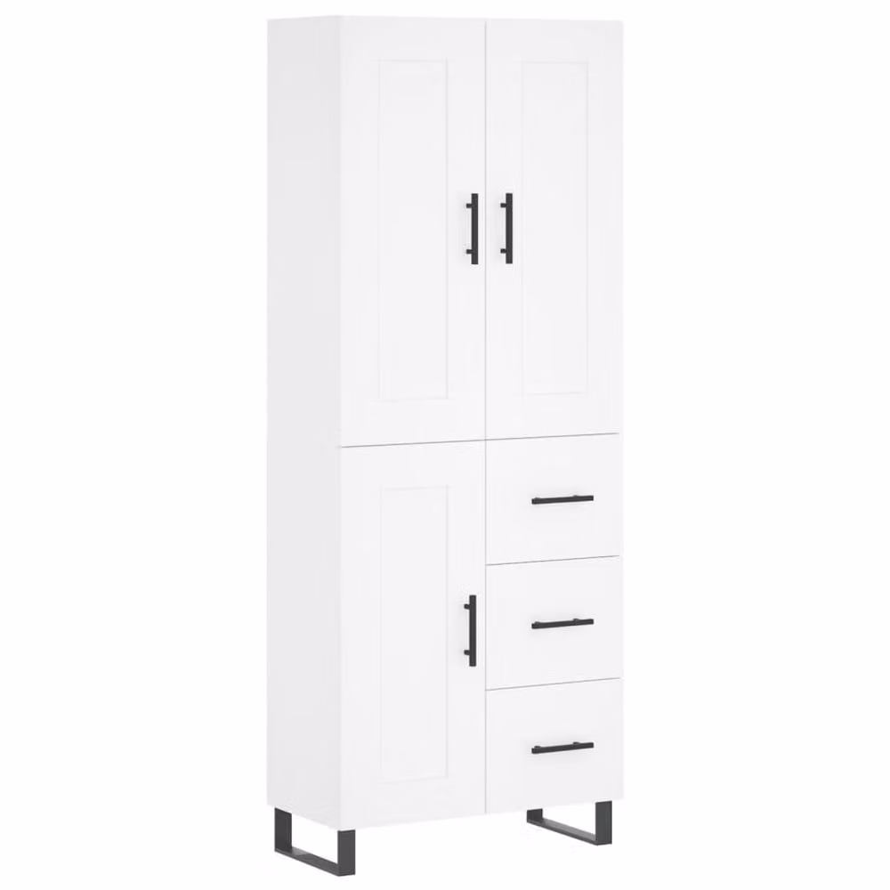 Berkfield Home Modern White Matt Highboard with Hinged Doors and Internal Shelves, W/D/H: 69.5 x 34 x 180 cm – 2