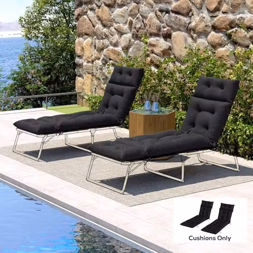 Outsunny Set of 2 Black Rectangular Sun Lounger Foam Cushions, W/D/H: 190 x 56 x 10 cm – 7