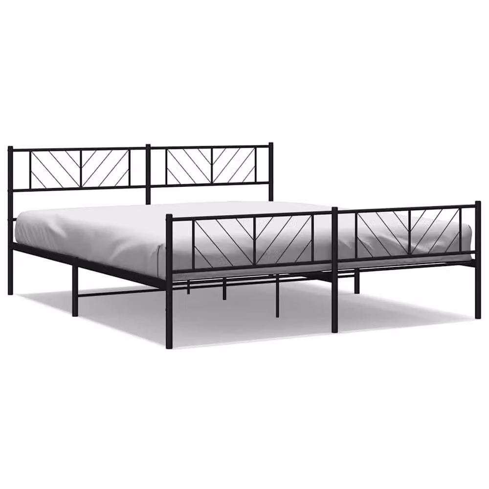 Berkfield Home Metal Bed Frame with Headboard and Footboard in Black, W/D/H: 193 x 198 x 90 cm – 2
