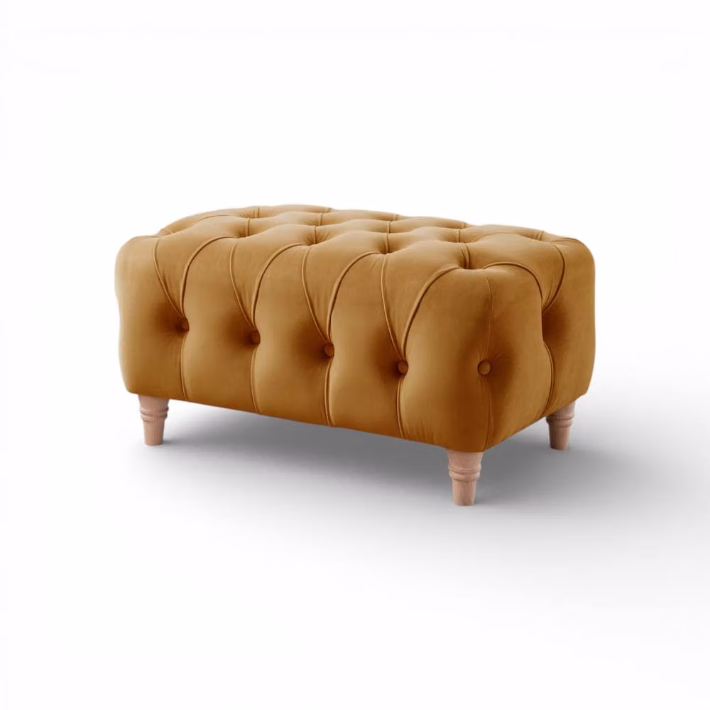 The Great Sofa Company Kensington Gold Velvet Chesterfield Footstool – 2