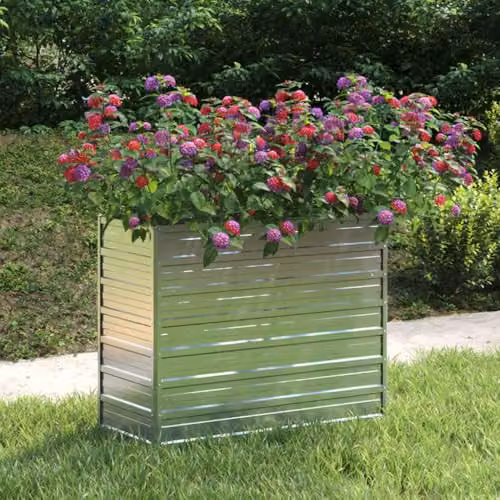 vidaXL Galvanised Steel Garden Raised Bed, Silver, W/D/H: 100 x 40 x 77 cm – 2