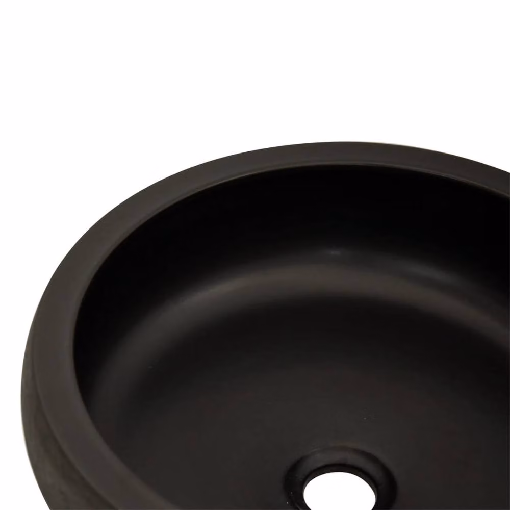 Berkfield Home Round Ceramic Countertop Basin in Black and Brown, W: 41 cm, H: 14 cm – 4