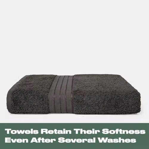 OHS 2 Pack of Anthracite Grey 100% Cotton Terry Bathroom Hand Towels, W/D/H: 50 x 50 x 50 cm – 3