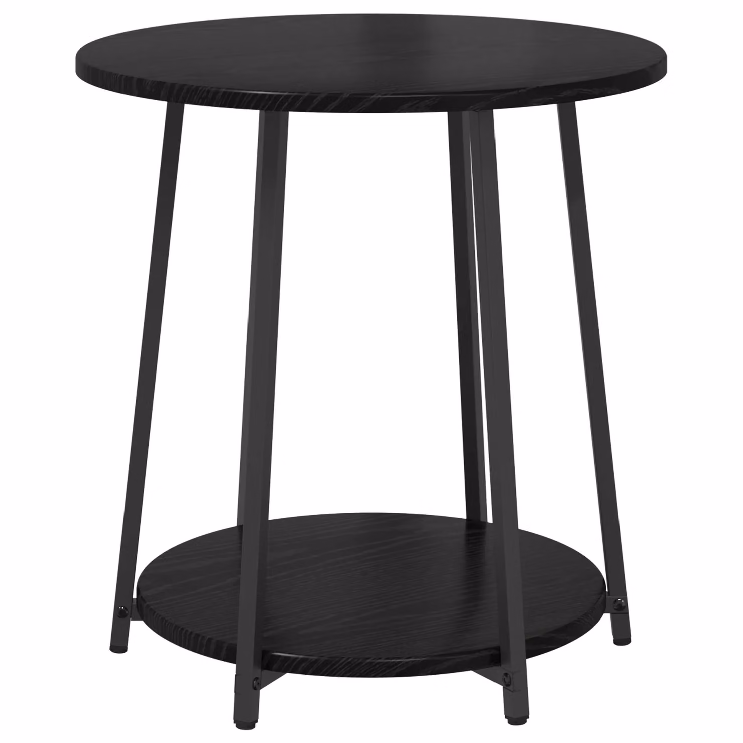 Berkfield Home Set of 2 Modern Round Side Tables in Black Oak and Metal – 4