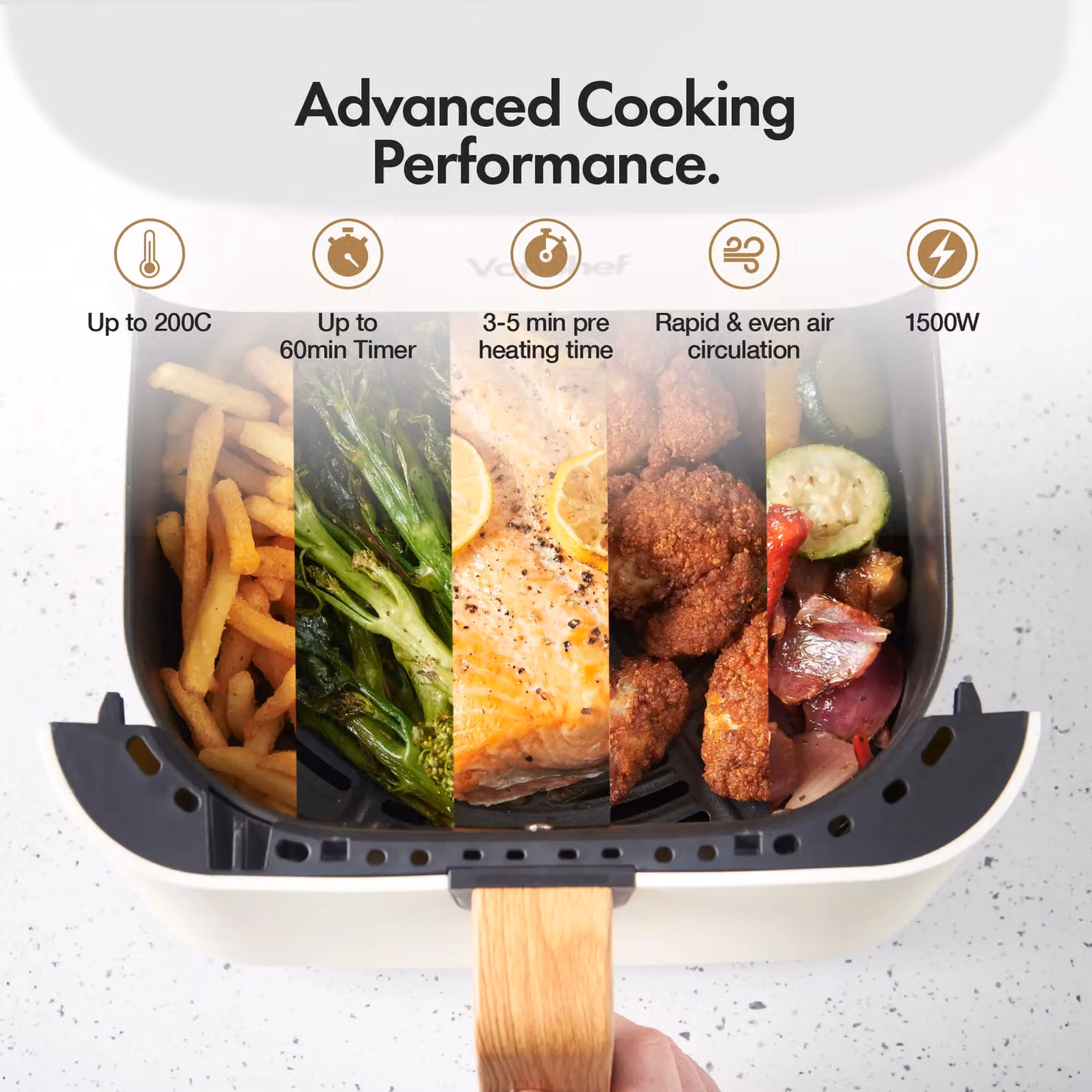 VonShef Fika 6L Digital Air Fryer in Beige – 6