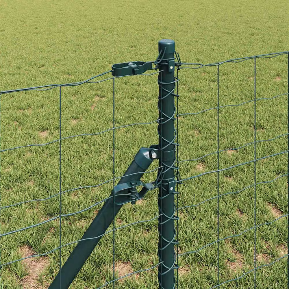 Berkfield Home Euro Fence with 13 Posts, Green Galvanised Steel, 0.8 x 25 m – 3