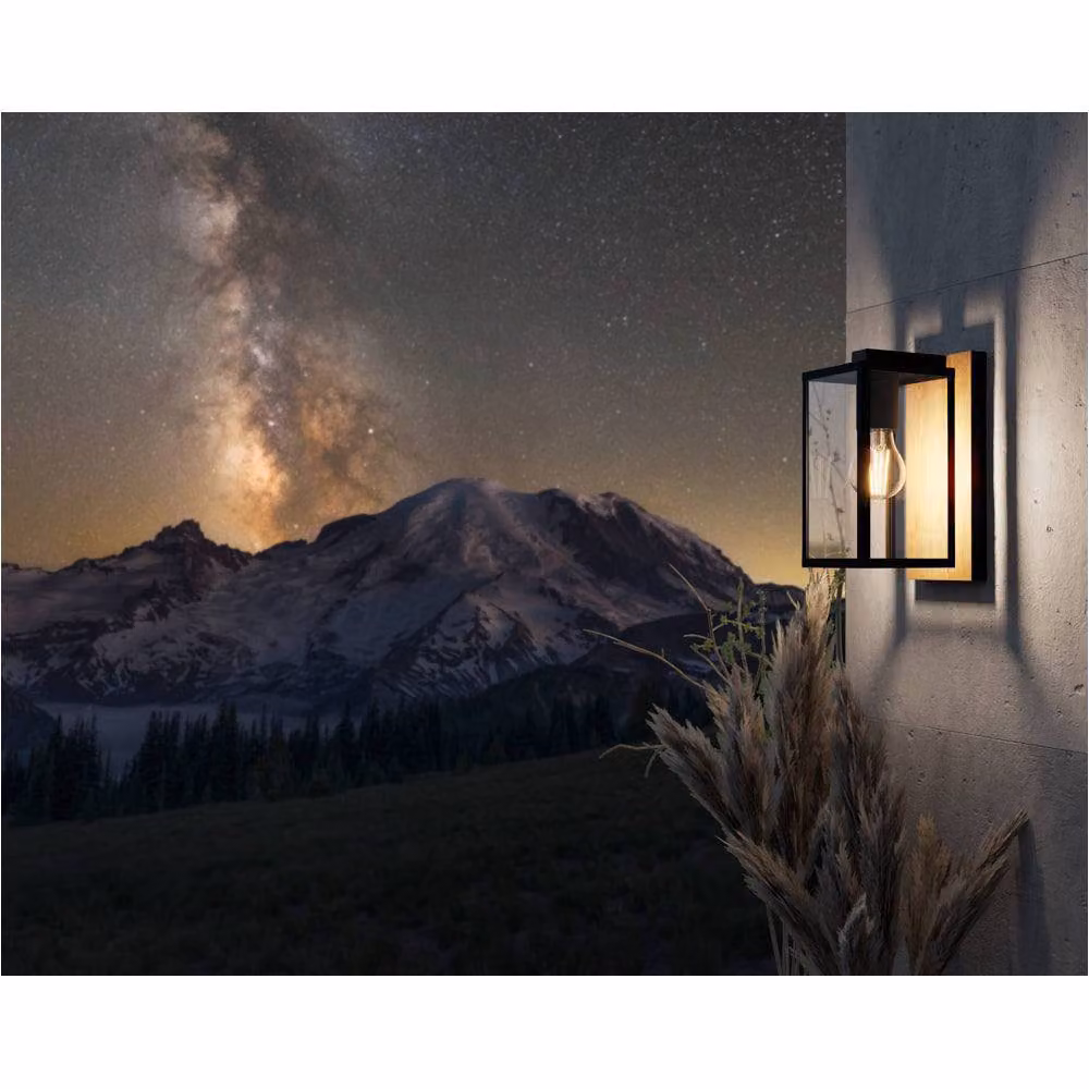 Loops 2 Pack Modern Black and Brown Metal Wall Lights with Glass for Indoor Spaces – 3