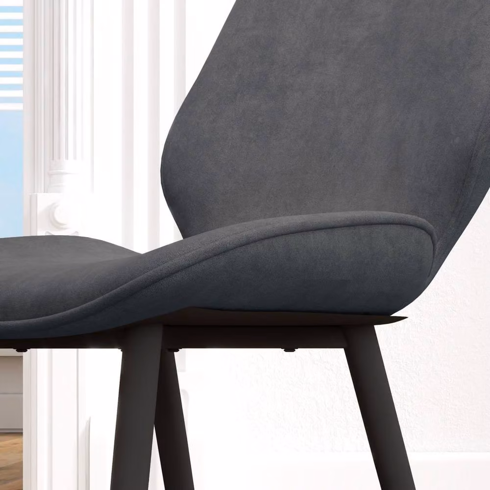 Wyld Haus Lelori Set of 2 Grey Velvet Dining Chairs with Metal Legs – 9