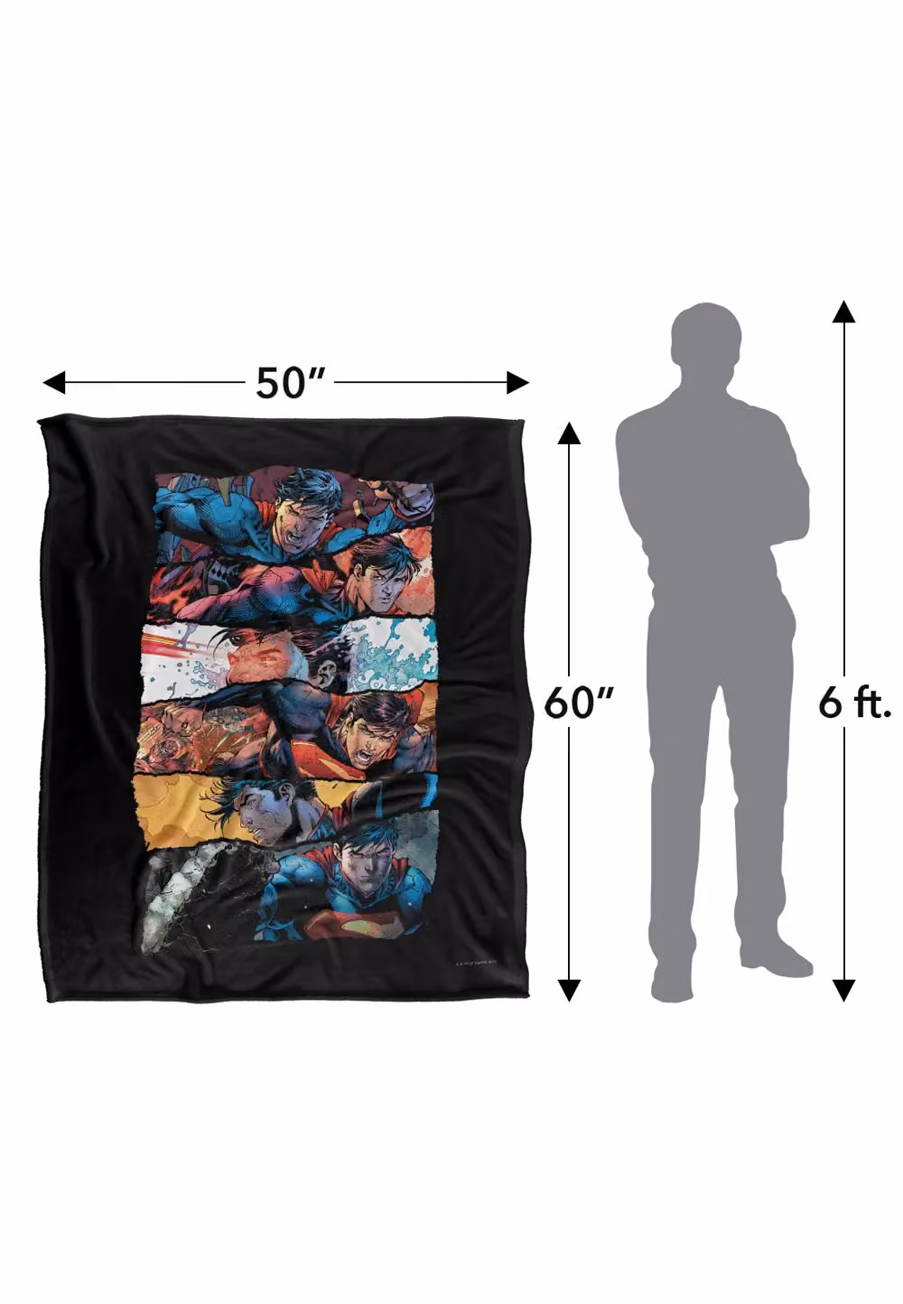 DC Comics Superman Torn Collage Super Soft Silky Touch Throw Blanket, Multicolour, W: 152 cm, D: 127 cm – 9