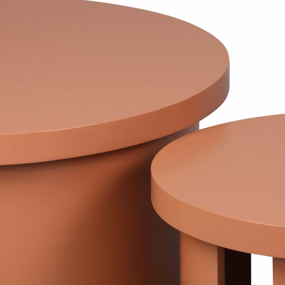 sweeek Set of 2 Modern Round Nesting Coffee Tables in Terracotta Orange – 3