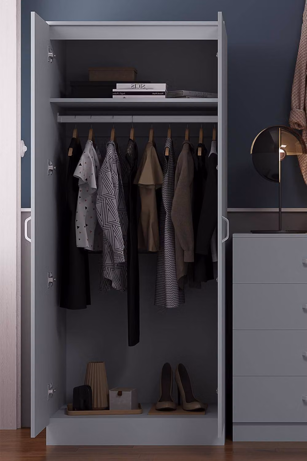 FWStyle Tunis 2 Door Wardrobe in Matt Grey Finish – 2