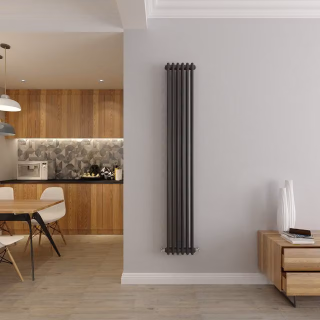 AicaBathroom Vertical Traditional Cast Iron Style 2 Column Radiator in Anthracite, H 180 cm x W 29 cm x D 29 cm