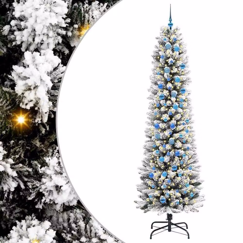 Berkfield Home Artificial Christmas Tree with 300 LEDs in Green and White, H: 200 cm, W: 63 cm, D: 63 cm – 3
