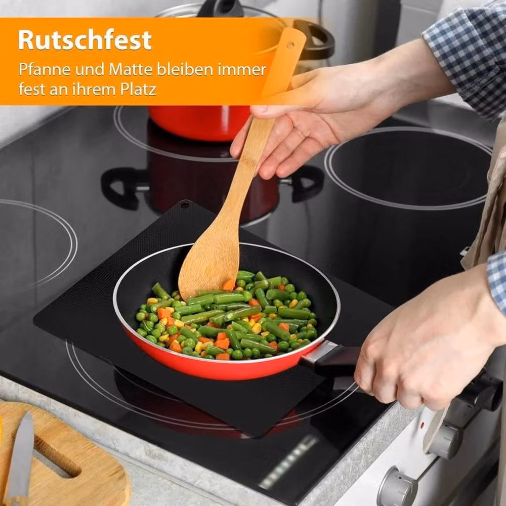 SPETLEK 5-Piece Black Silicone Anti-Slip Induction Hob Protector Mat Set – 4