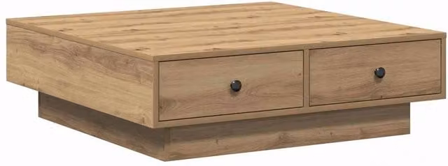 Berkfield Home Artisan Oak Veneer Coffee Table with Storage, Brown, W: 90 cm, D: 90 cm, H: 28 cm – 1