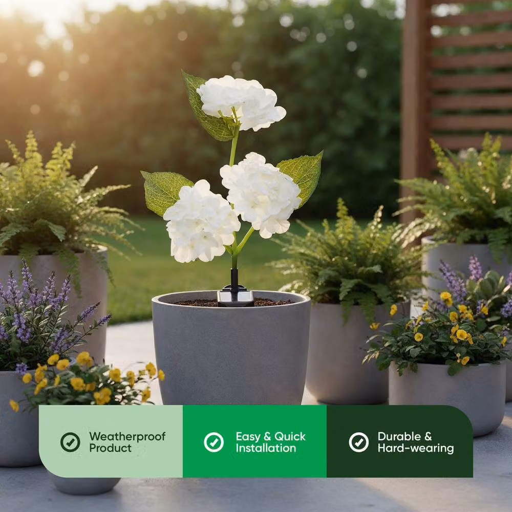 Gardenwize Solar Hydrangea Stake Light with 30 LED Warm White Bulbs in White and Multicolour – 2