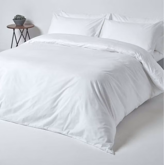 Homescapes White Egyptian Cotton Percale Duvet Cover and Pillowcase Set, Single 90 x 200 cm