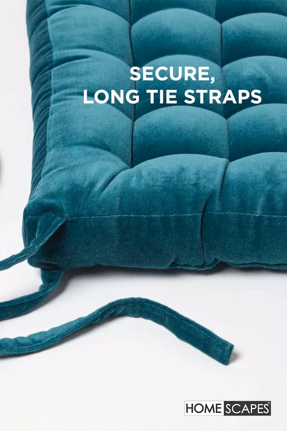Homescapes 4 Pack Luxury Cotton Velvet Seat Pads in Petrol Blue, W/D/H: 40 x 40 x 40 cm – 4