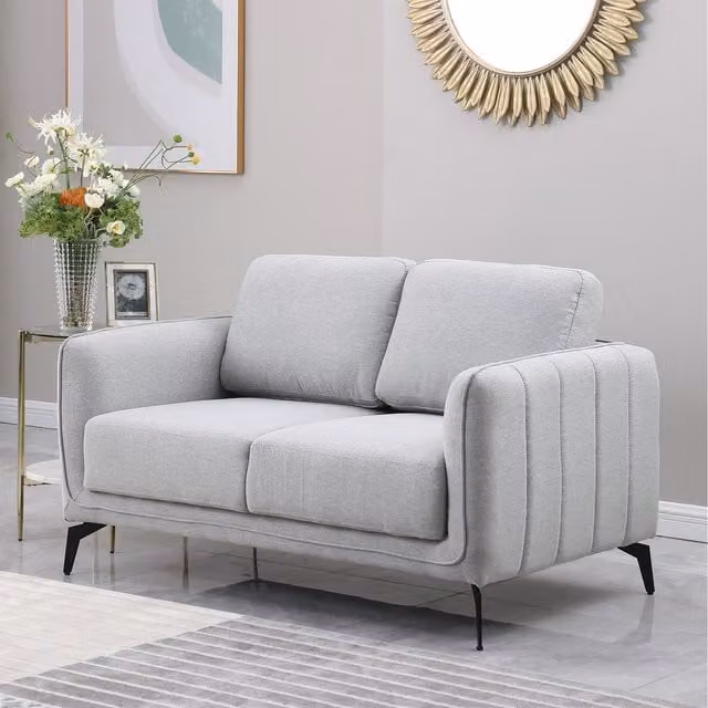 More4Homes Oslo Scandinavian Style Fabric 2 and 3 Seater Sofa Set in Light Grey