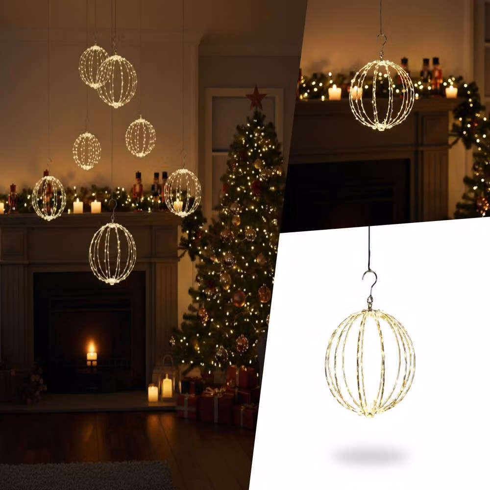 Pegdev Outdoor Gold Copper Sphere with 140 Warm White LED Lights, Diameter: 30 cm – 3