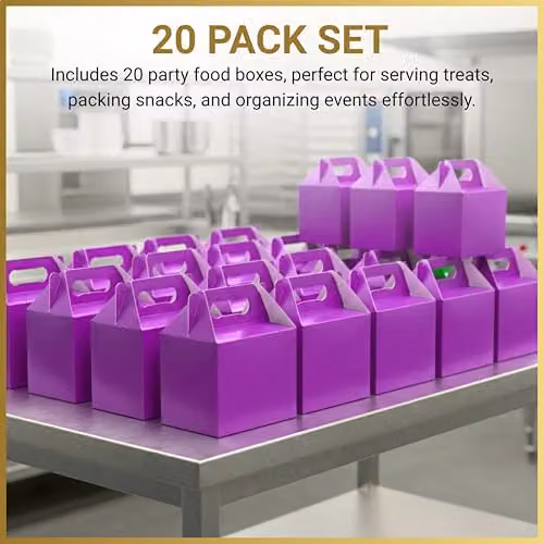 SHATCHI 20-Piece Purple Cardboard Party Food Lunch Boxes and Takeaway Containers, W/D/H: 14 x 12 x 10 cm – 4
