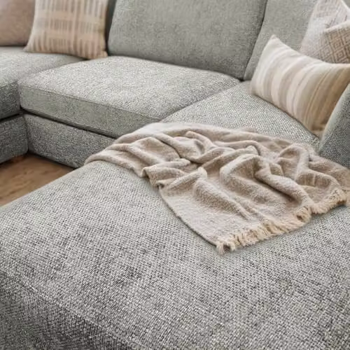 Furnishings For Less UK Kenzo U-Shaped 4-5 Seater Corner Sofa in Grey Chenille Fabric with Scatter Cushions – 2