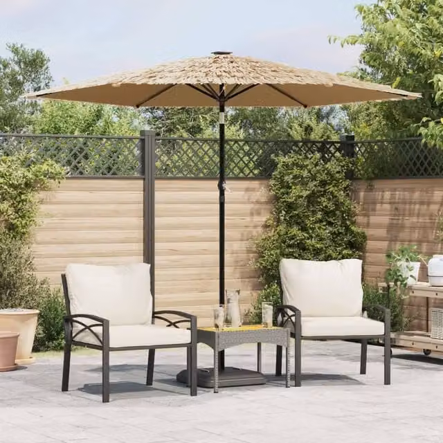 Berkfield Home Brown Garden Parasol with Steel Pole, W/D/H: 268 x 268 x 226 cm