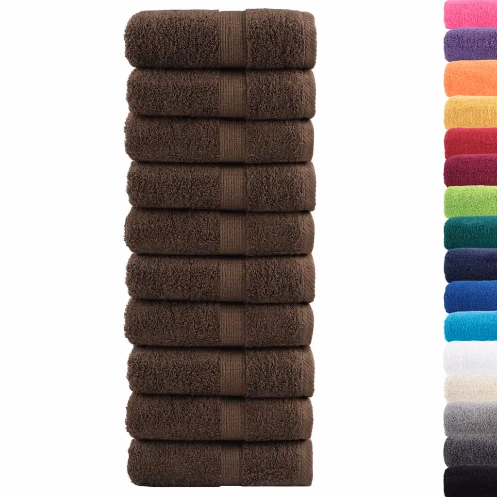 Berkfield Home SOLUND Premium Cotton Terry Guest Towels, 10 Pack, Brown, W: 30 cm x H: 50 cm, 600gsm – 2