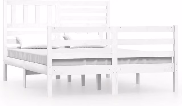 Berkfield Home Small Double Solid Wood Pine Bed Frame, White, W/D/H: 120 x 190 cm