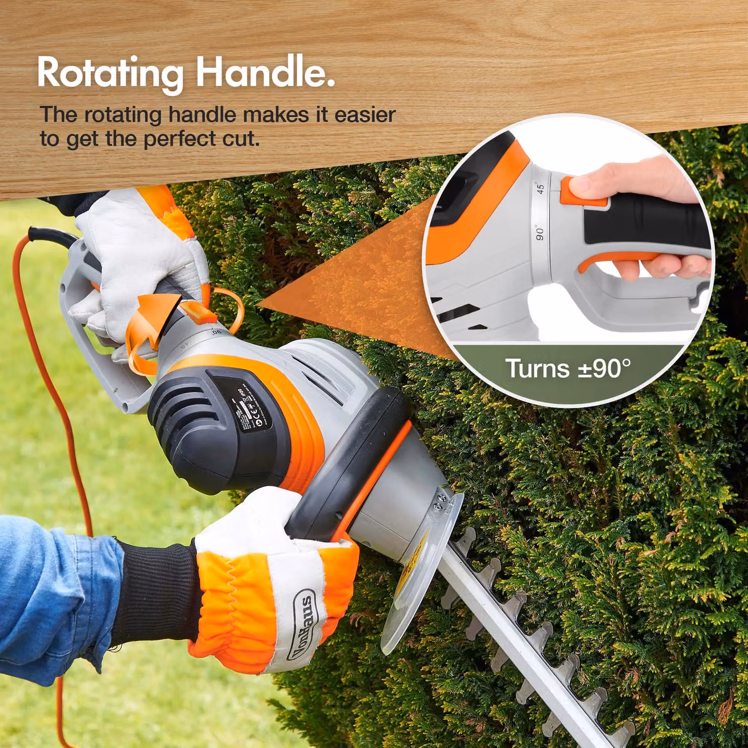 VonHaus 710W Corded Reciprocating Hedge Trimmer in Grey – 3