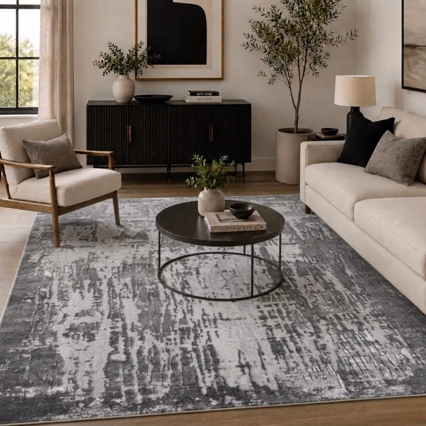Desire Rugs Serenity Modern Abstract Area Rug in Grey, W/D/H: 120 x 170 cm – 2