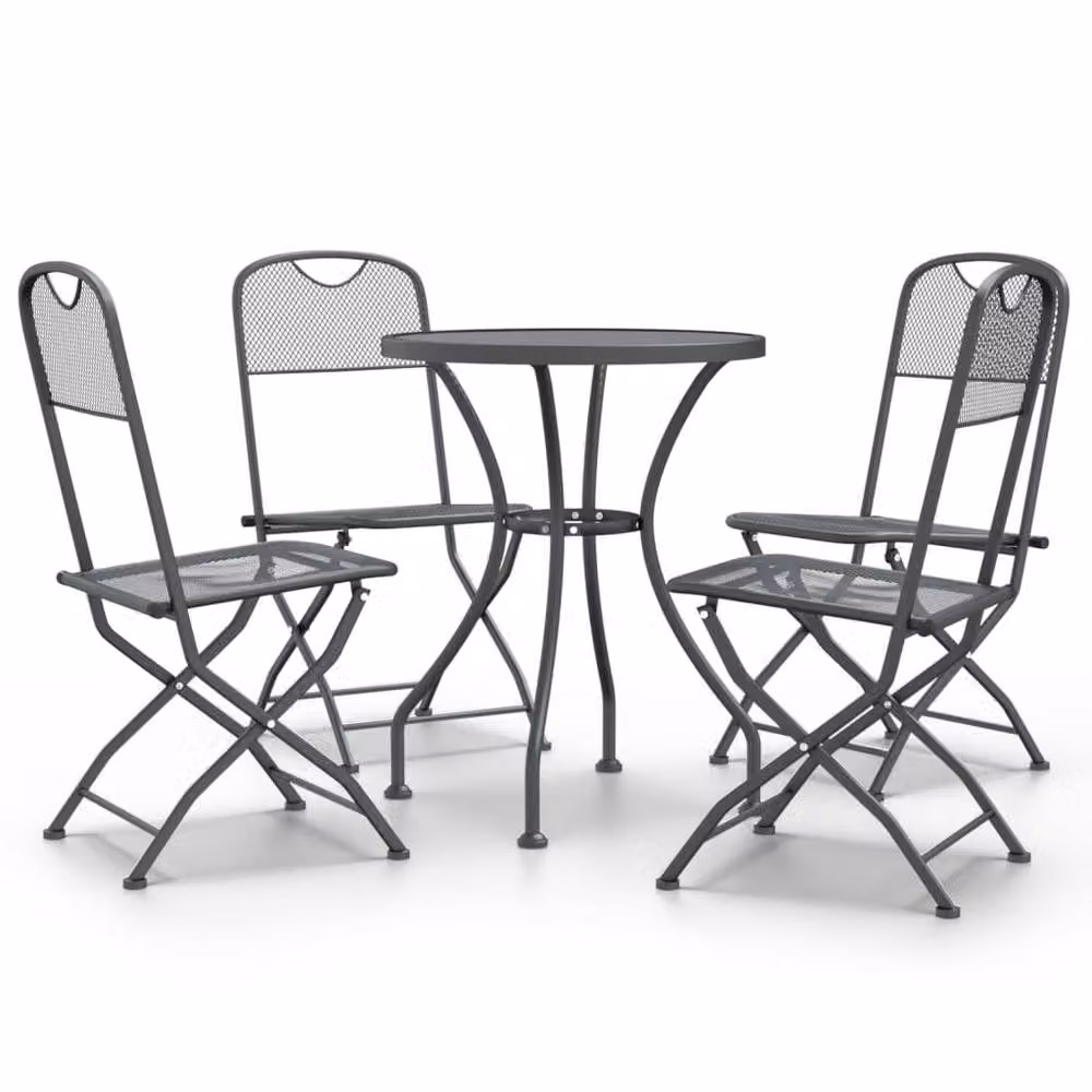 Berkfield Home 5 Piece Garden Dining Set in Black Anthracite Expanded Metal Mesh – 2