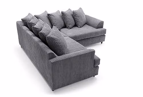 Abakus Direct Ferguson Left Facing Corner Sofa in Grey Jumbo Cord Fabric – 4