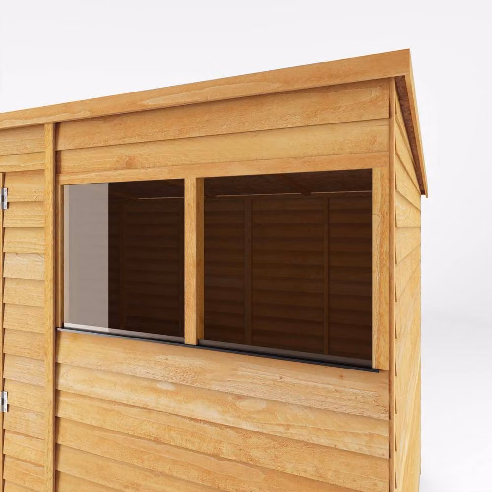 Mercia Brown Wooden Pent Garden Storage Shed with Window and Single Door, W297.4 x D182.88 x H200.7 cm – 4