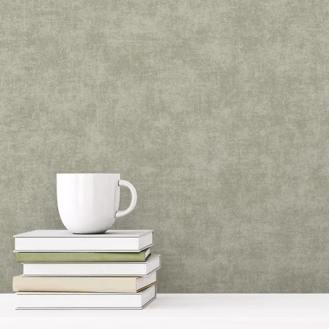 Grandeco Alba Plaster Plain Textured Industrial Wallpaper - Green