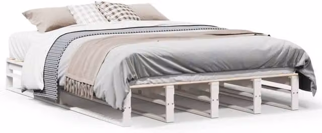 Berkfield Home Small Double Bed Frame in White Solid Pine Wood, W/D/H: 120 x 200 cm
