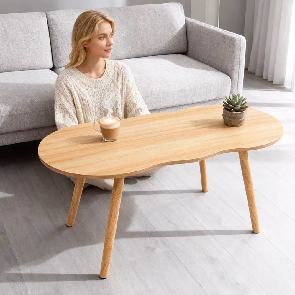 FORGEVIO Scandinavian Oval Wooden Coffee Table in Brown, W/D/H: 80 x 80 x 40 cm – 3