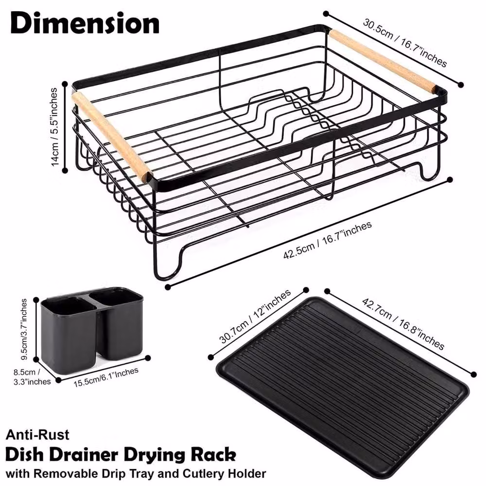 SPETLEK 1 Tier Dish Drainer Rack in Black – 5