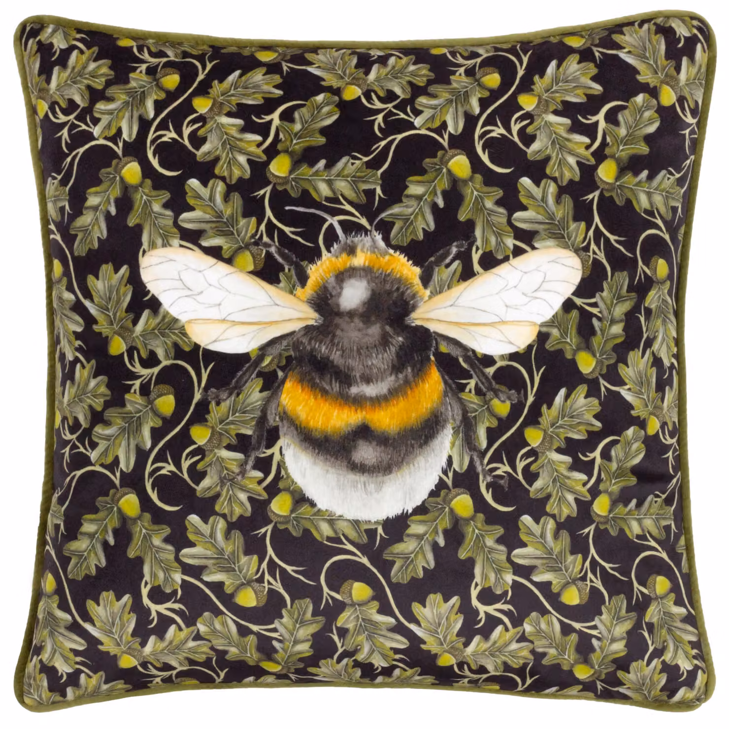 Wylder Nature Braywick Orville Bee Multicolour Velvet Piped Square Cushion, W x D: 43 x 43 cm – 2